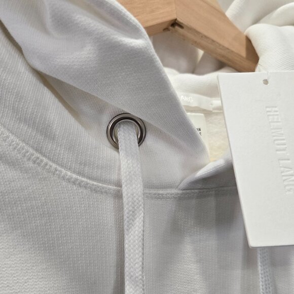Helmut Lang Logo-Print Hooded Sweatshirt - Chalk White - Picture 7 of 12